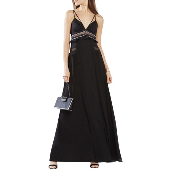 BCBGMaxazria Kylee Ruffle-Trim Maxi Dress
